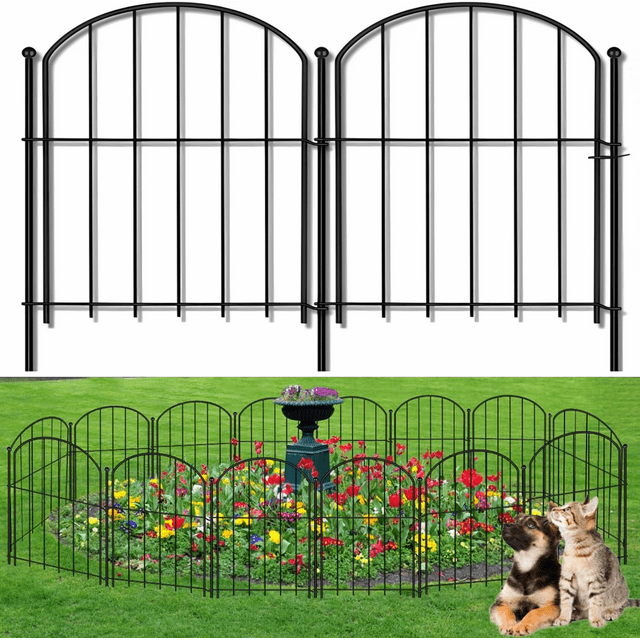 Decorative Garden Fence , 10 Pack Rustproof Metal No Dig Fence Animal ...