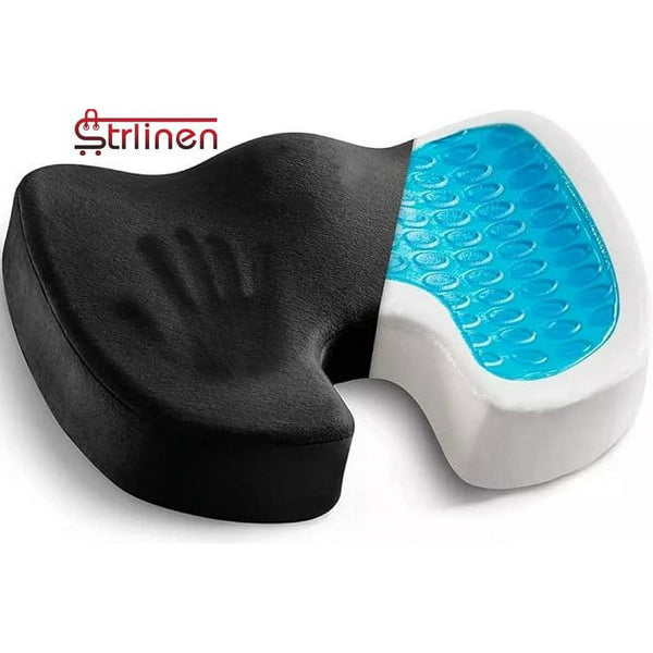 Strlinen Gel Enhanced Seat Cushion – Office Chair Cushion– Gel & Memory Foam for Tailbone Pain - Desk Chair Car Seat Cushion Driving- Back Pain Relief (Black)